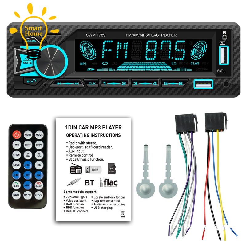 Máy Nghe Nhạc MP3 1 Din Kết Nối Bluetooth Đài FM Rảnh Tay Cổng USB Kết Nối Âm Thanh Stereo ISO Cho Xe Hơi