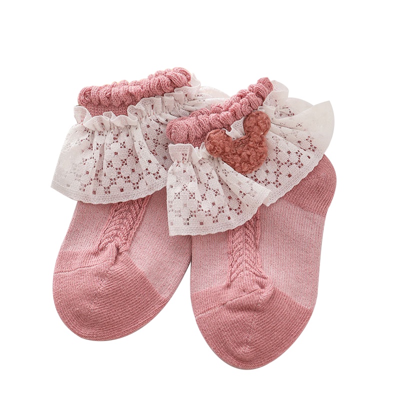 Vớ Cotton Phối Ren Lưới Thoáng Khí Dành Cho Bé Gái