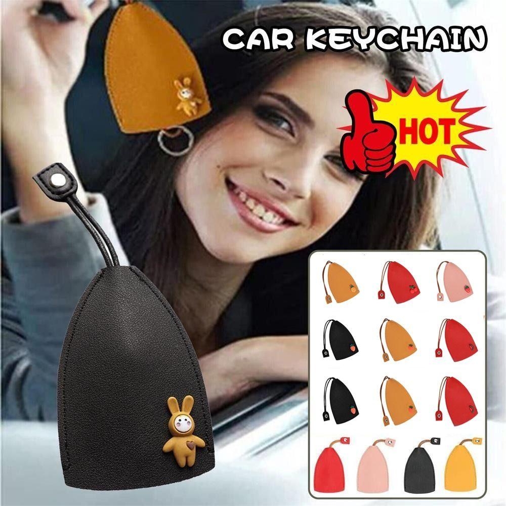 Bao Da PU Màu Vàng Đen Bảo Vệ Chìa Khóa Xe Hơi Chống Trượt Cho Nam Và Nữ