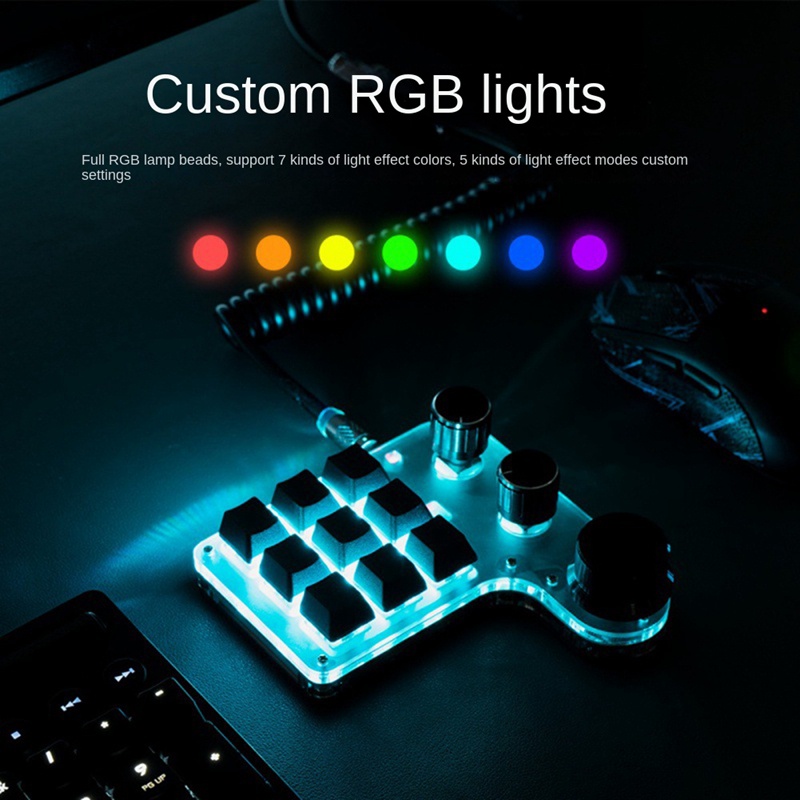 Bàn Phím Macro Chơi Game 3 Nút Có Đèn Nền Màu Đen RGB Kết Nối Bluetooth