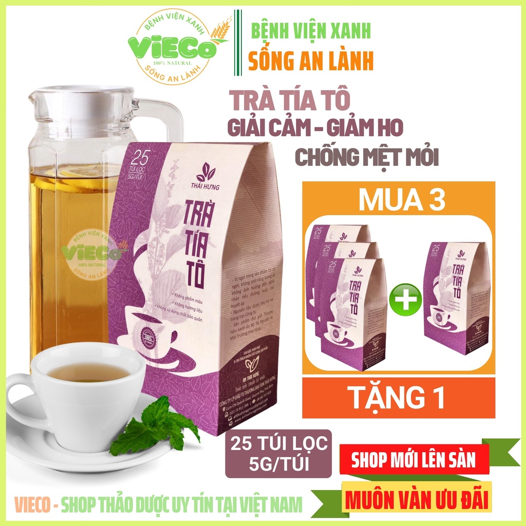 Trà Thảo Dược - Trà Tía Tô THÁI HƯNG Từ Tía Tô Giúp Giải Cảm Chống Mệt Mỏi 25 Gói Trà Túi Lọc Tiện Lợi 125G ViECo