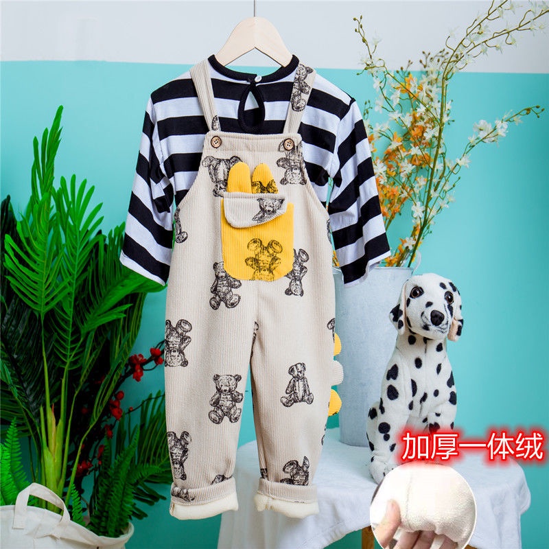 Quần Yếm Vải Nhung Form Rộng Phong Cách Phương Tây Cho Bé