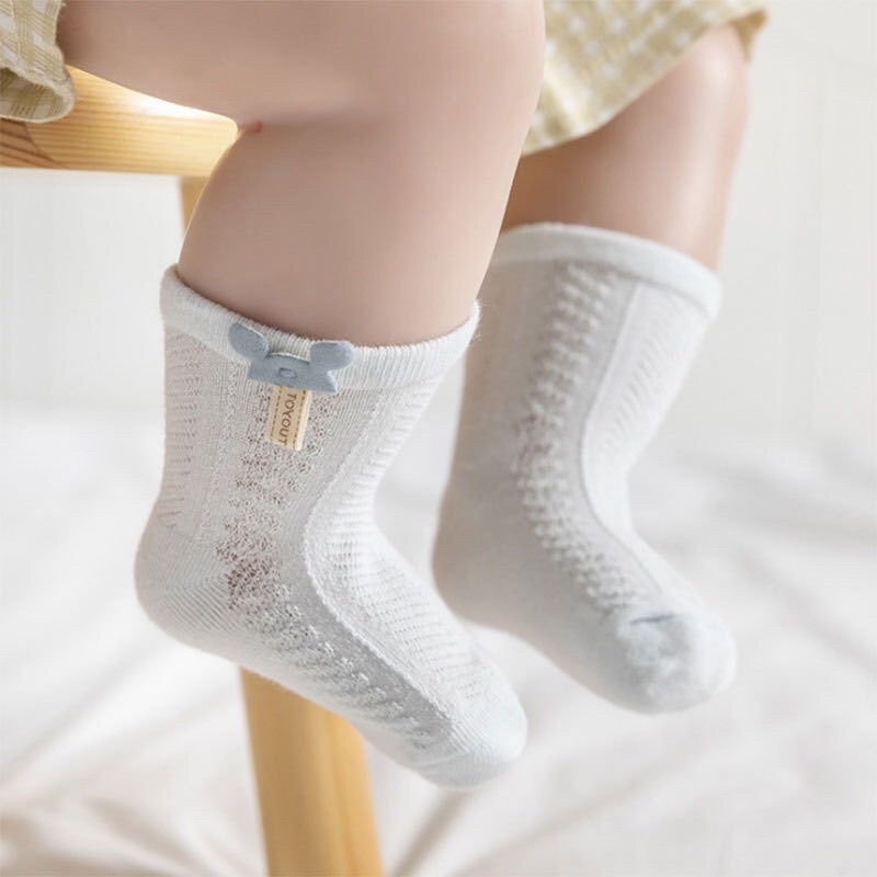 Tất Lưới Cho Bé, Vớ Cho Bé Gái, Bé Trai, Tất Mùa Hè Hình Gấu Hàn Quốc, Thoáng Khí Cho Bé Hoạt Động