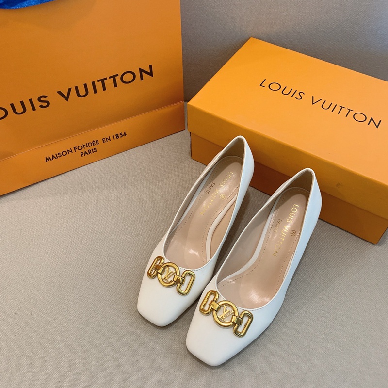 Lv Giày Cao Gót 6cm Mũi Vuông Thời Trang Thanh Lịch Thoải Mái