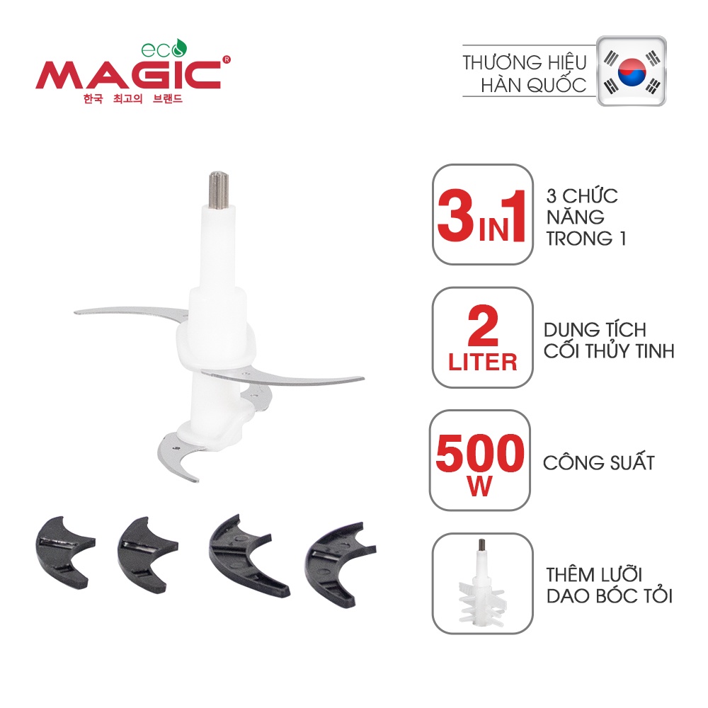 Máy xay đa năng 3IN1 xay thịt, xay hạt, xay sinh tố Magic Eco AC-17 1,5L, BH chính hãng