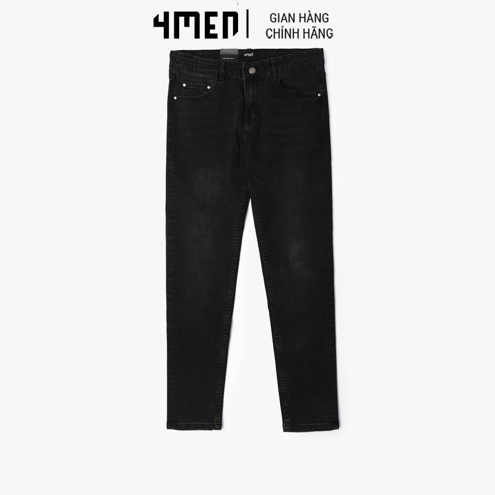 Quần Jeans Nam Form Slimfit Grey Faded 4MEN QJ070 trơn vải denim đẹp, co giãn, mềm mại, tôn dáng, trẻ trung