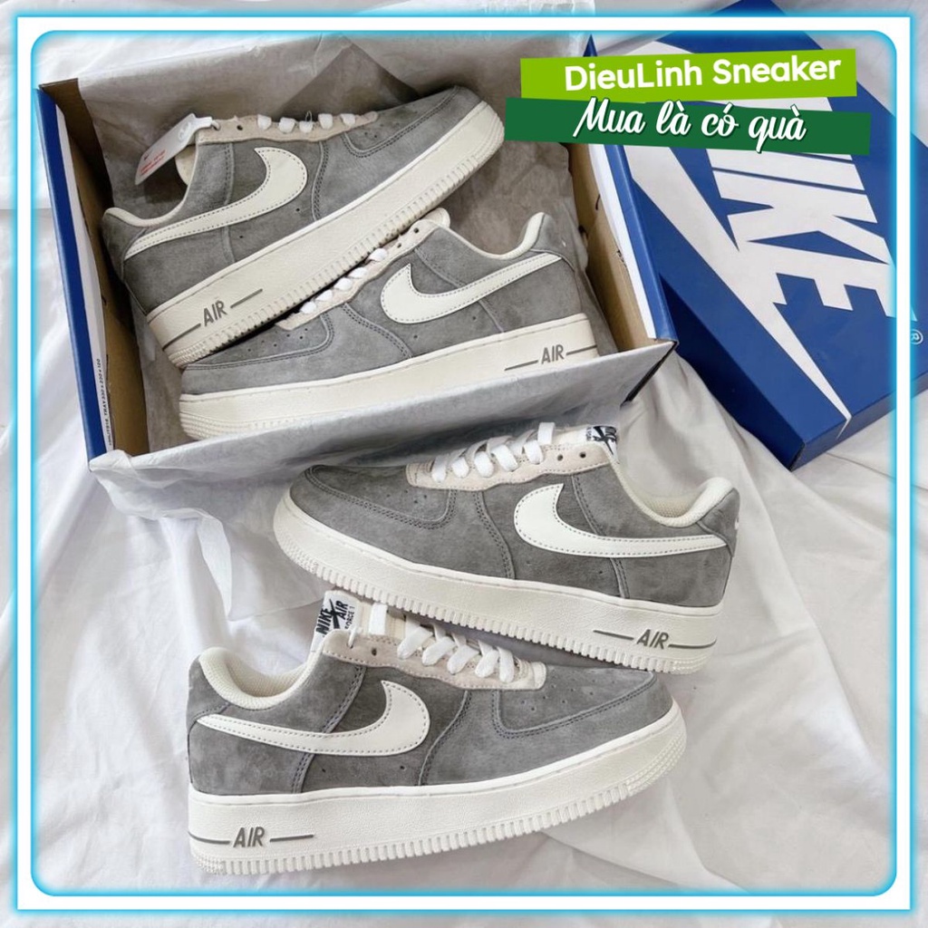 Giày sneaker Air force 1 Grey Pavy Tale ( Af1 Xám da lộn ) - Giày _Nike Xám NỈ Air Force 1, AF1 Bản chuẩn đẹp fullbox