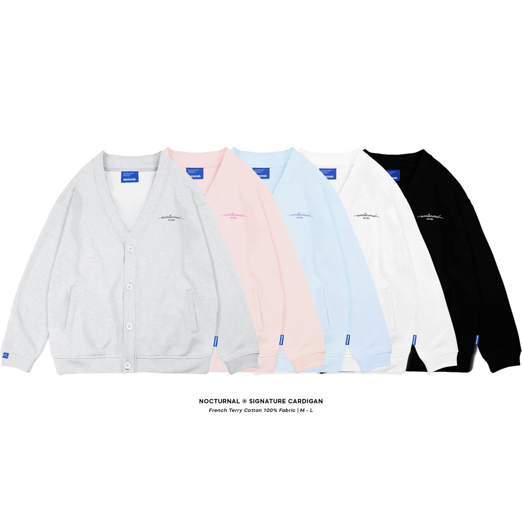 Áo Cardigan NOCTURNAL Signature Basic Nỉ Chân Cua Cotton 100% Unisex Local Brand