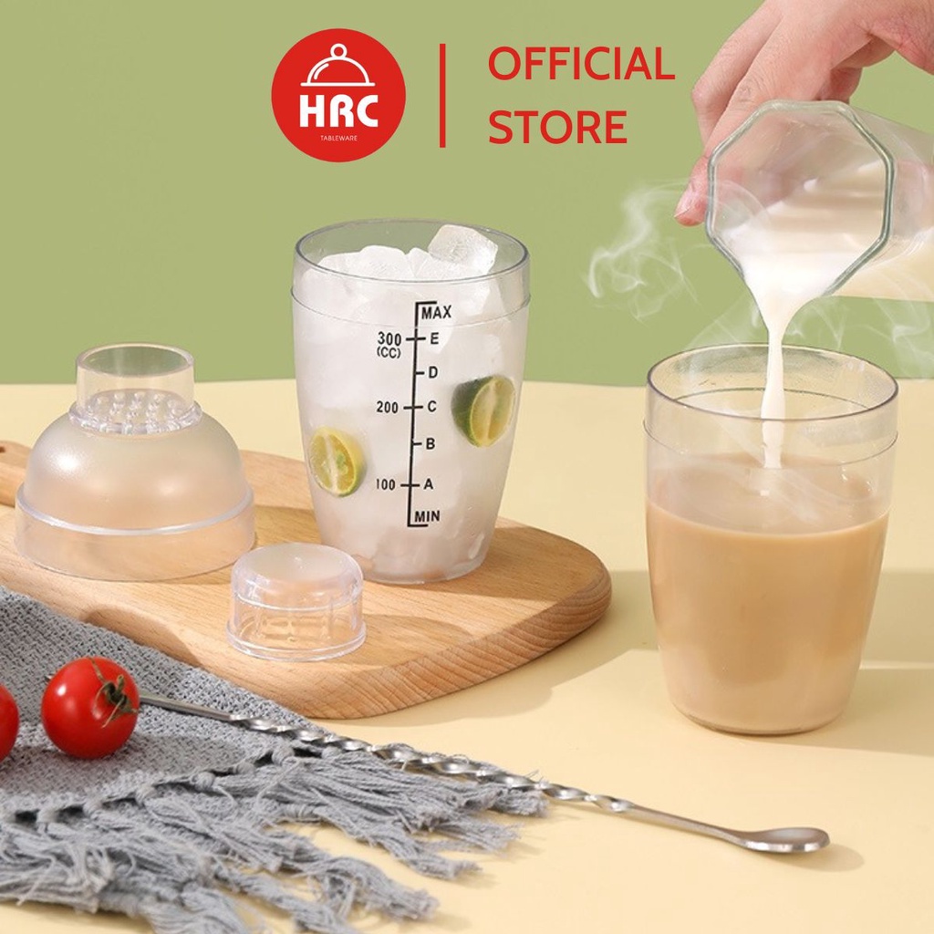 Bình lắc Shaker pha chế nhựa chia vạch đen cao cấp 350ml - 550ml - 700ml - 1000ml