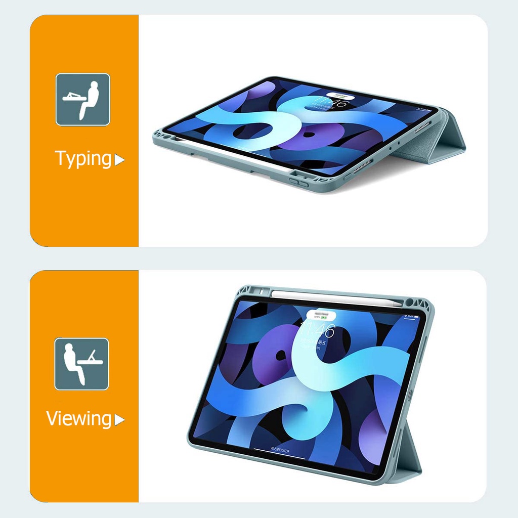 Bao Da Máy Tính Bảng Cứng Có Ngăn Đựng Bút tương thích với iPad Pro 11 Air 4 5 Mini 6 7th 8th 9th Gen 10.2 inch