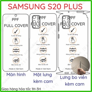 Dán PPF Samsung S20+ loại trong , nhám dành cho màn hình, mặt lưng, full viền