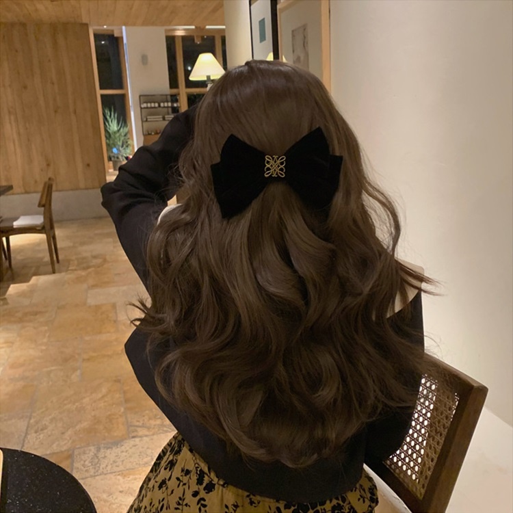 Kẹp Tóc Nơ Màu Đen Bằng Nhung Thời Trang Cho Nữ