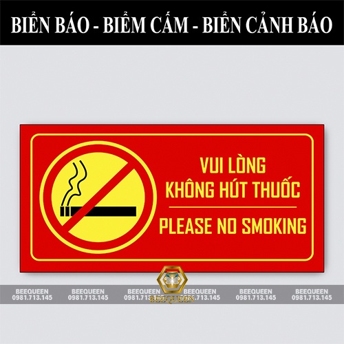 Biển Báo Cảnh Báo Cấm Hút Thuốc-No Smoking Gắn Nơi Làm Việc - Gia Đình