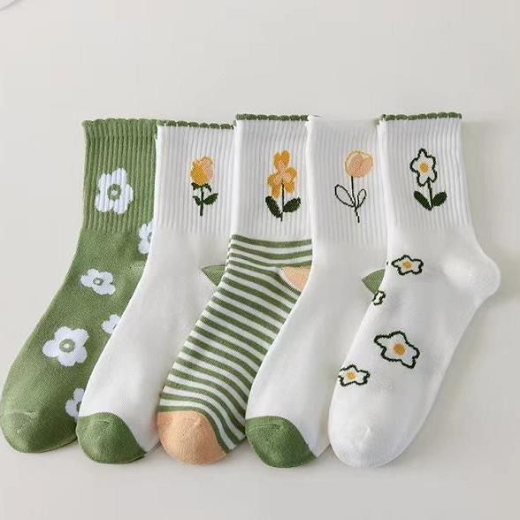 Tất Cổ Cao In Họa Tiết Dễ Thương Phong Cách Hàn Quốc Thời Trang Thu Đông Cho Nữ