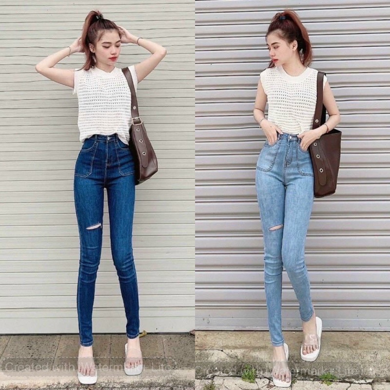 H.A.N STORE H.A.N STORE QUẦN KAKI RÁCH GỐI (về thêm xanh jean rách đùi) ONE
