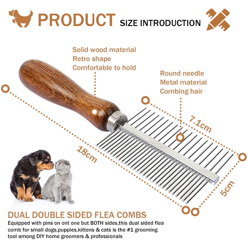 HamshMoc Lược Chải Lông Thú Cưng Hai Mặt Chống Rối Và Thắt Nút