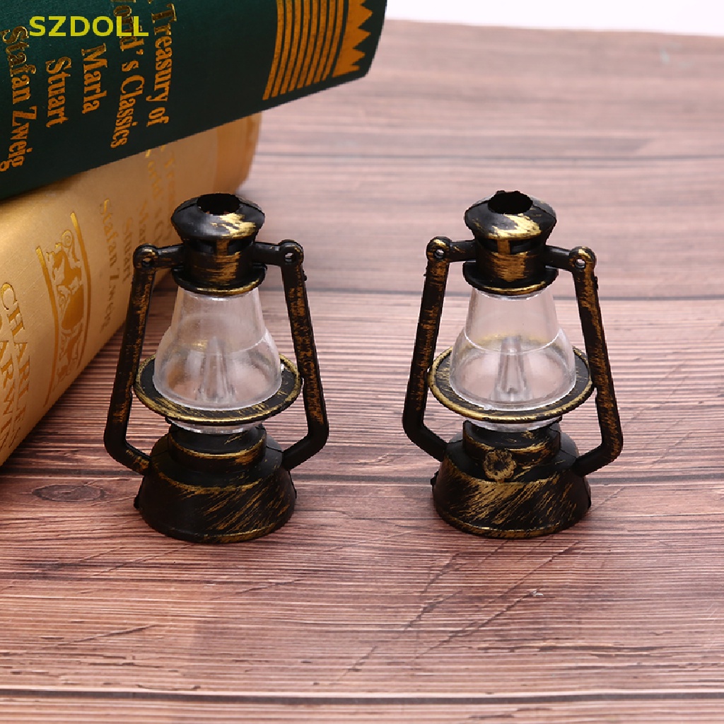 Đèn Dầu Đen Mini Phong Cách Retro Trang Trí Nhà Búp Bê Tỉ Lệ 1: 12