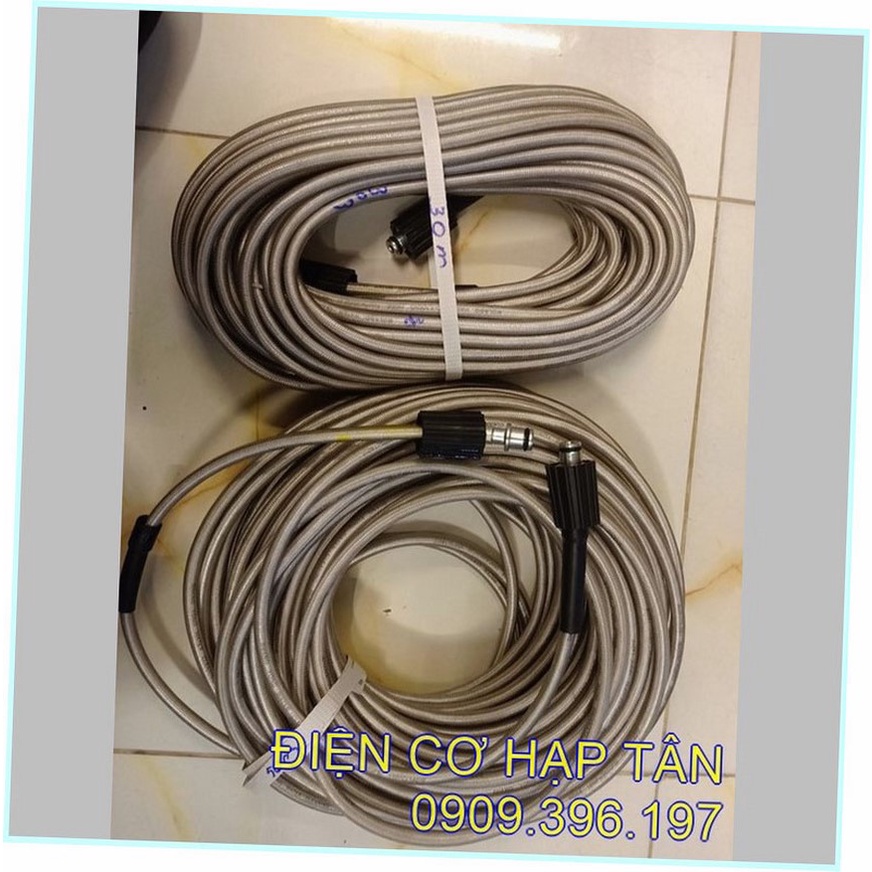 Dây xịt rửa xe cao áp trắng   8m – 10m-  15m – 20m – 30m - 50m  hai đầu răng  22mm  cho máy rửa xe