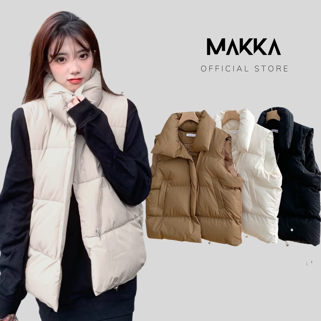 Áo khoác MAKKA áo phao gile nữ có túi sườn áo phao 3 màu 3938