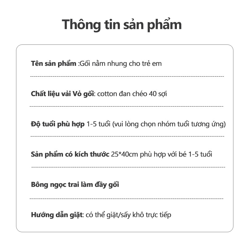 [Einmilk.ân ninh]Gối nằm cho bé 2 mặt nhung cotton QP22