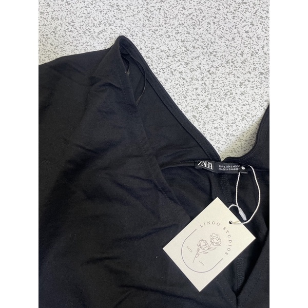 Váy cánh rơi ZARA hàng hiệu chính hãng thời trang nữ V625 màu đen size L secondhand thanh lý ký gửi