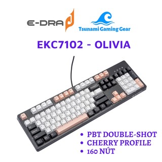 Bộ keycap E-Dra EKC7102 - WHITE OLIVIA (PBT Double-Shot/ 160 nút/ Cherry Profile)
