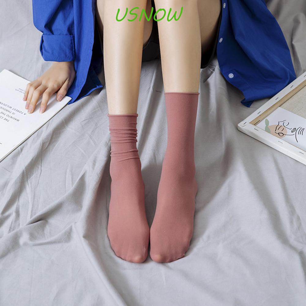 Vớ Nhung Cổ Vừa Co Giãn Thoáng Khí Màu Trơn Thời Trang Cho Nữ