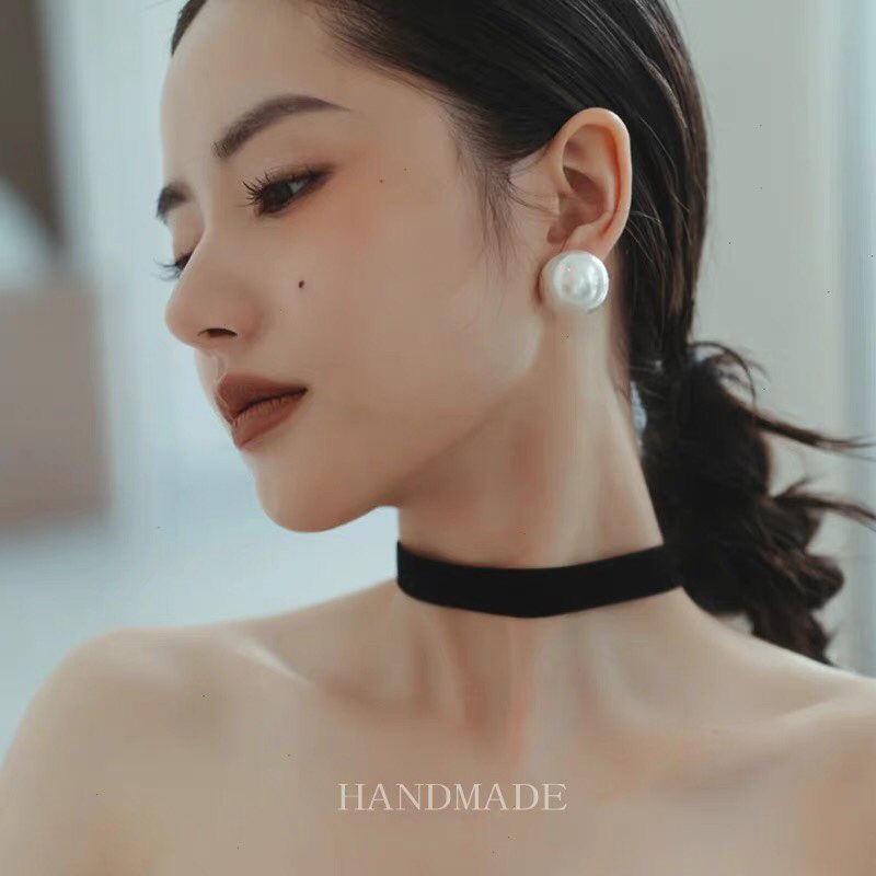 Khuyên tai nữ trơn basic ngọc trai nhân tạo ER88