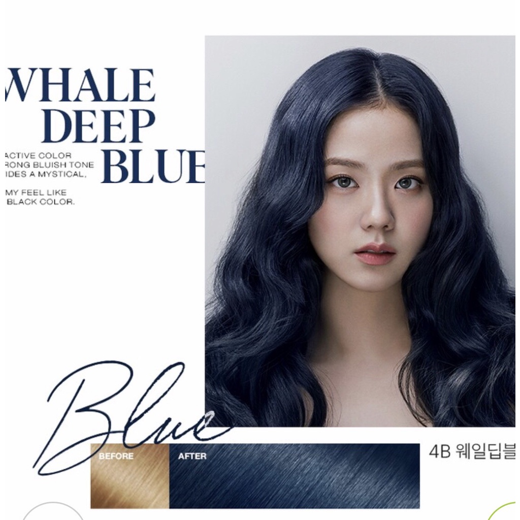 Thuốc nhuộm tóc dạng bọt BlackPink Jisoo màu xanh đen Deep Blue 4B | Hello Bubble All New 2022