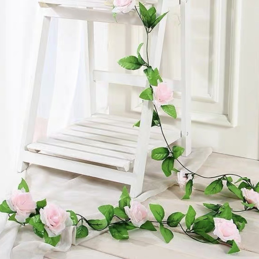 Dây hoa hồng leo dài 2,4m trang trí,decor ban công, tường nhà, nhà hàng, khách sạn