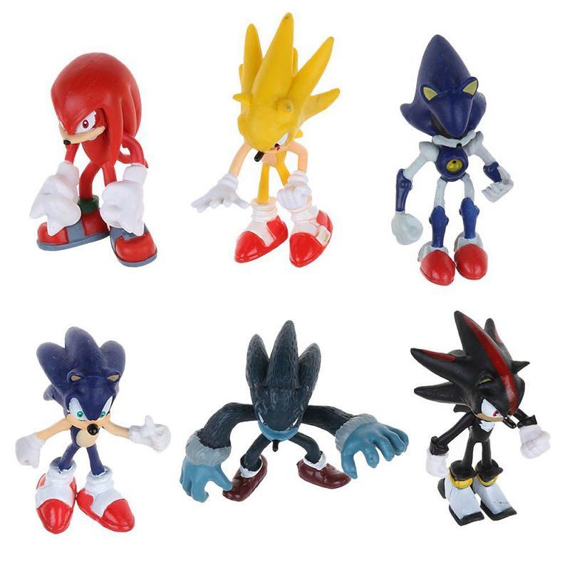 Set 6 bức tượng hình nhân vật vật hoạt hình Sonic the Hedgehog làm quà tặng cho trẻ em
