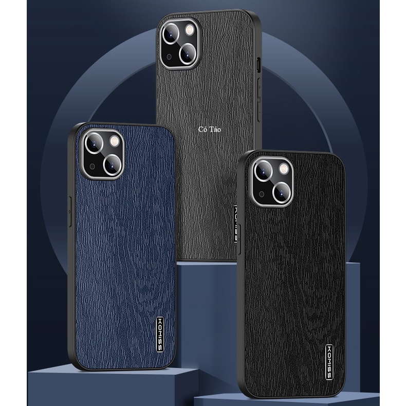 Ốp Lưng Iphone KOMISS 7 Plus/8plus/xs/xr/xs max/11promax/12 mini/12 pro max/13 pro max/cạnh vuông lưng PU KOMISS