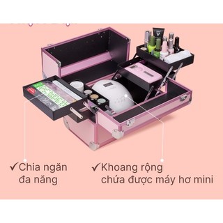 Cốp nhôm đựng đồ nail 2 tầng - cốp nhôm cao cấp nhiều màu sang chảnh