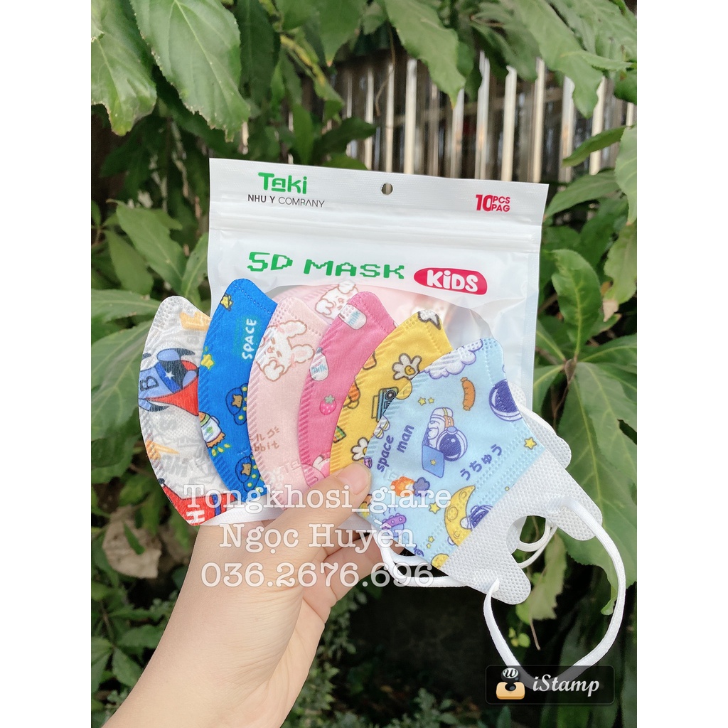 Combo 10- 50 Chiếc Khẩu Trang Y Tế Trẻ Em 5D Taki In Hình Hoạ Tiết Cho Bé Từ 1 Đến 8 Tuổi