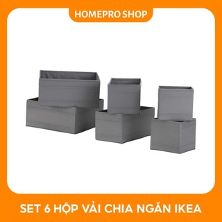 Bộ 6 hộp vải đựng đồ SKUBB IKEA - màu xám đen