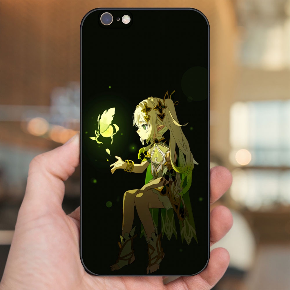 Ốp lưng iPhone 6, 6s dẻo đen cạnh vuông in hình Nahida Genshin Impact