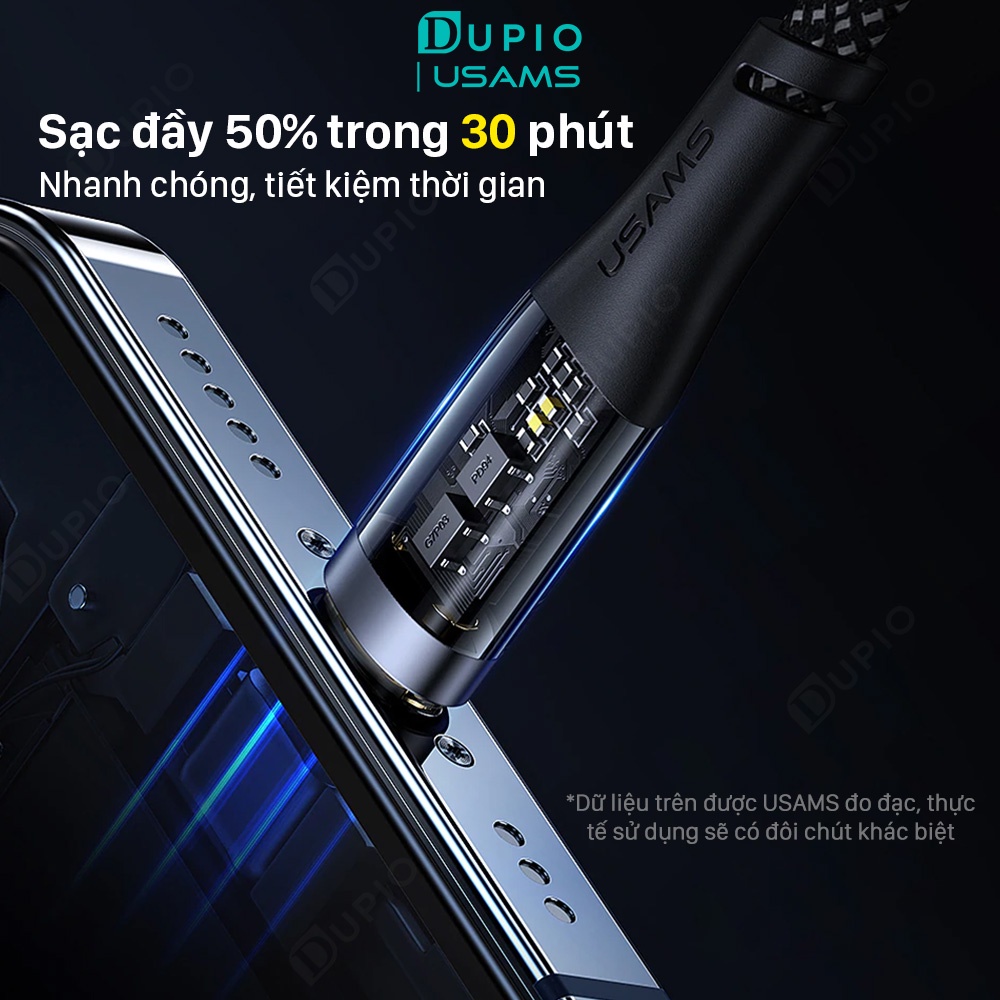 Dây cáp sạc nhanh DUPIO Usams DS09 20w trong suốt chống oxy hóa sử dụng bền lâu