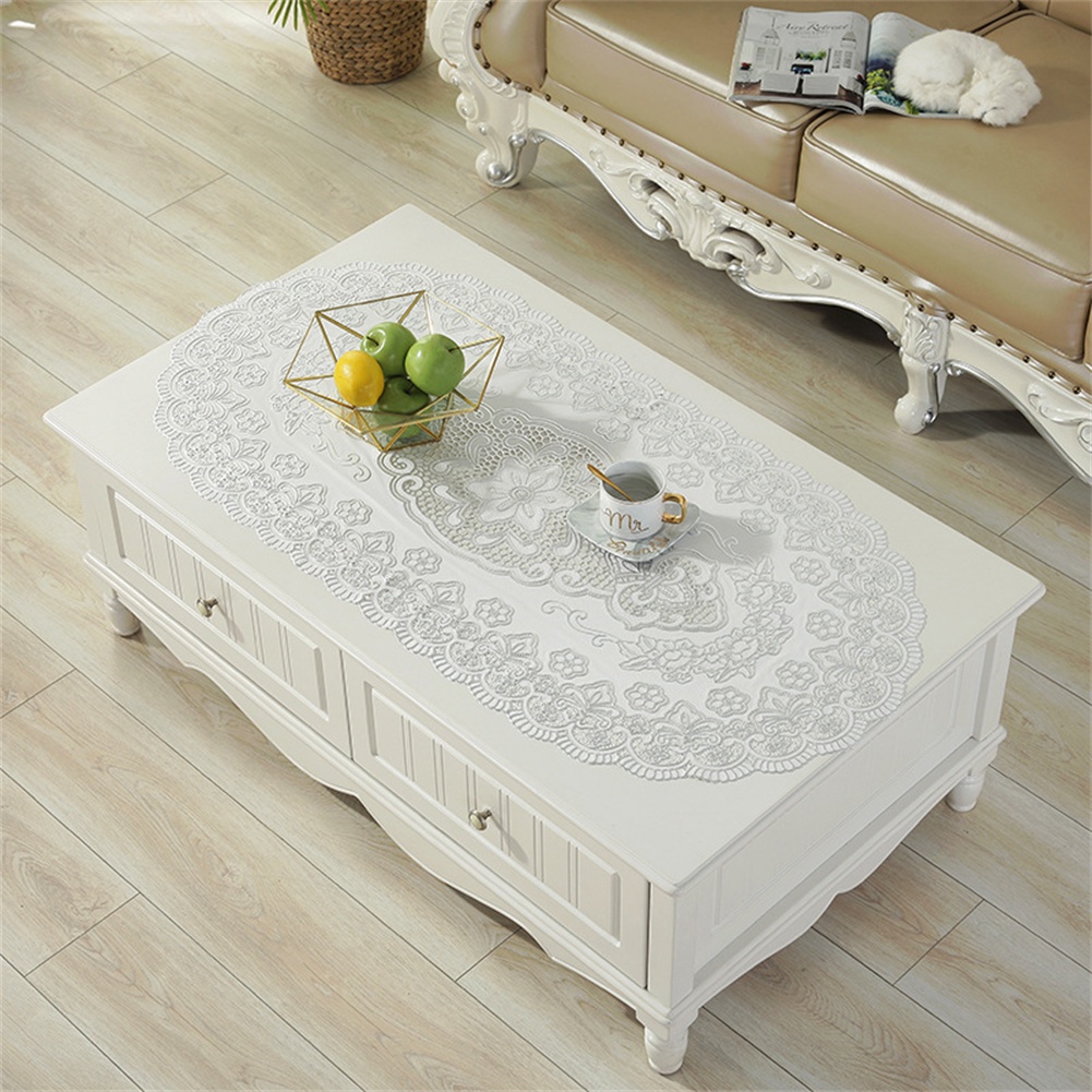 Khăn Trải Bàn Bằng Vải Lanh Cotton Phối Ren Chống Bụi Chống Trượt Mềm Mại