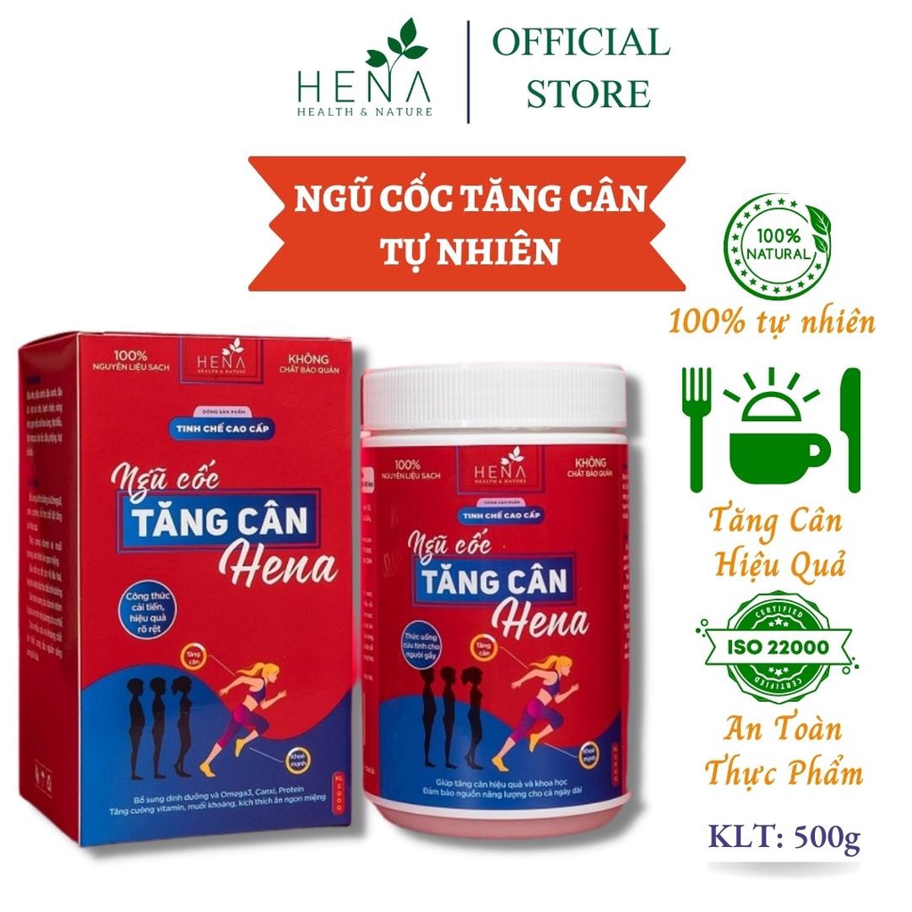 Ngũ Cốc Tăng Cân HENA 500g Tinh Chế Cao Cấp, Bột Ngũ Cốc Tăng Cân Tăng Cơ Hiệu Quả Dành Cho Người Gầy