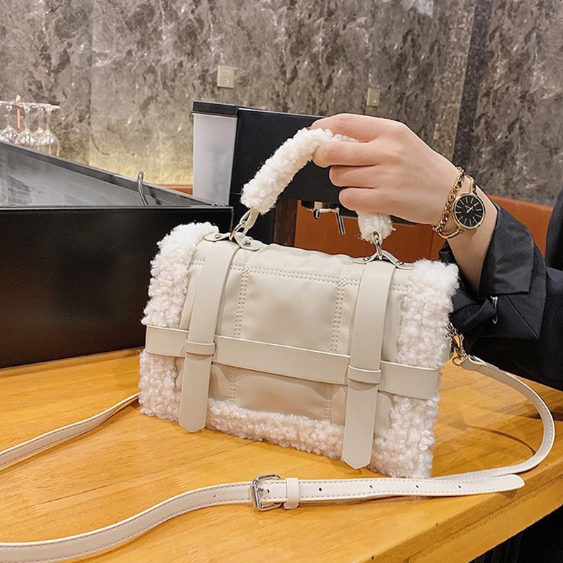 Túi Đeo Chéo Bằng Len Lông Cừu Hình Vuông Nhỏ Nhắn Phong Cách Hàn Quốc Dành Cho Nữ