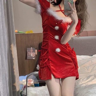 đầm đỏ nhung phối lông thanh lý
