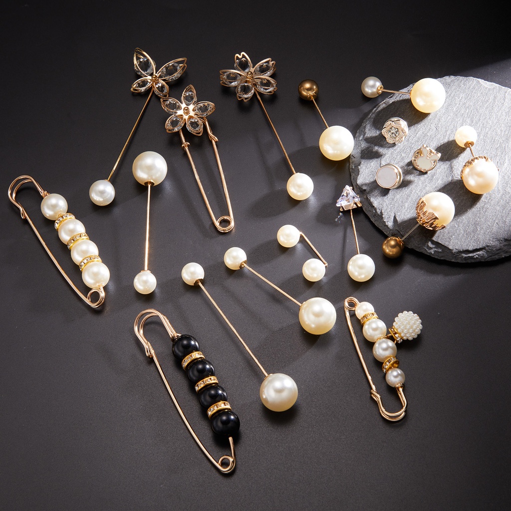 Set 4 / 6 Ghim Cài Áo Hình Hoa Đính Ngọc Trai Nhân Tạo Thời Trang
