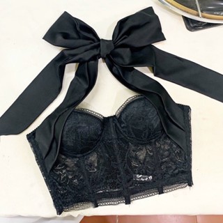 Áo corset ren phối lụa buộc dây mặc 2 kiểu (Có mút ngực)