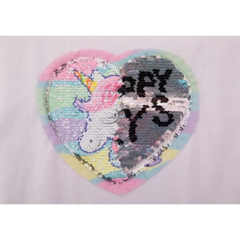 Áo thun trẻ em ngựa Pony kim sa vuốt đổi hình cho bé gái