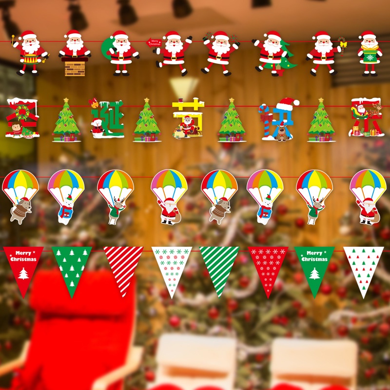 Dây Cờ Giấy Treo Trang Trí Giáng Sinh Họa Tiết Hoạt Hình Dễ Thương