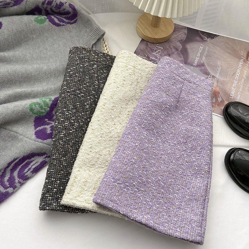 Chân Váy Chữ a Lưng Cao Màu Tím Phong Cách Hàn Quốc Thời Trang Thu Đông 2022 Cho Nữ