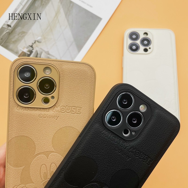 Ốp Điện Thoại Da Họa Tiết Chuột Mickey Cho Iphone 14 14pro 14plus 14promax