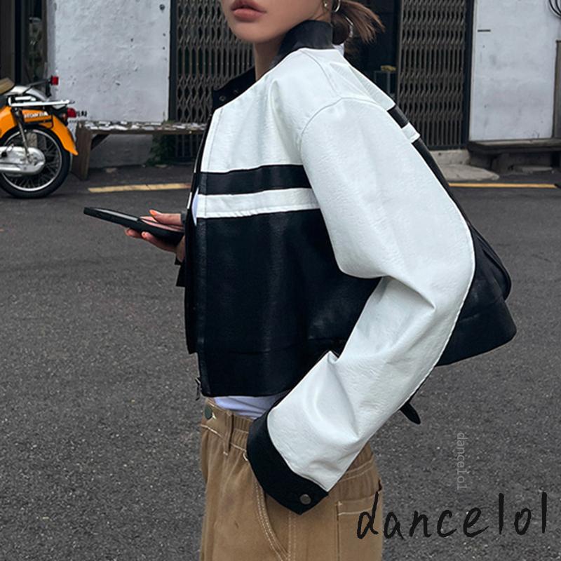 Áo Khoác Da Kiểu Dáng Vintage Thời Trang Phong Cách Hàn Quốc 1O1 y2k