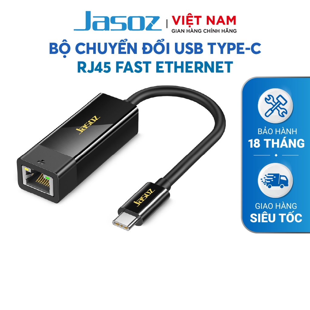 Bộ Chuyển Đổi Mạng USB Type-C Sang RJ45 Fast Ethernet JASOZ F106 - Hàng chính hãng - Bảo hành 18 tháng.