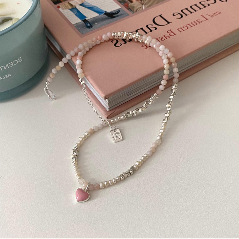 Vòng cổ Ngọc Trai Mặt Hình Trái Tim Thời Trang Hàn Quốc Cổ Điển Cho Nữ